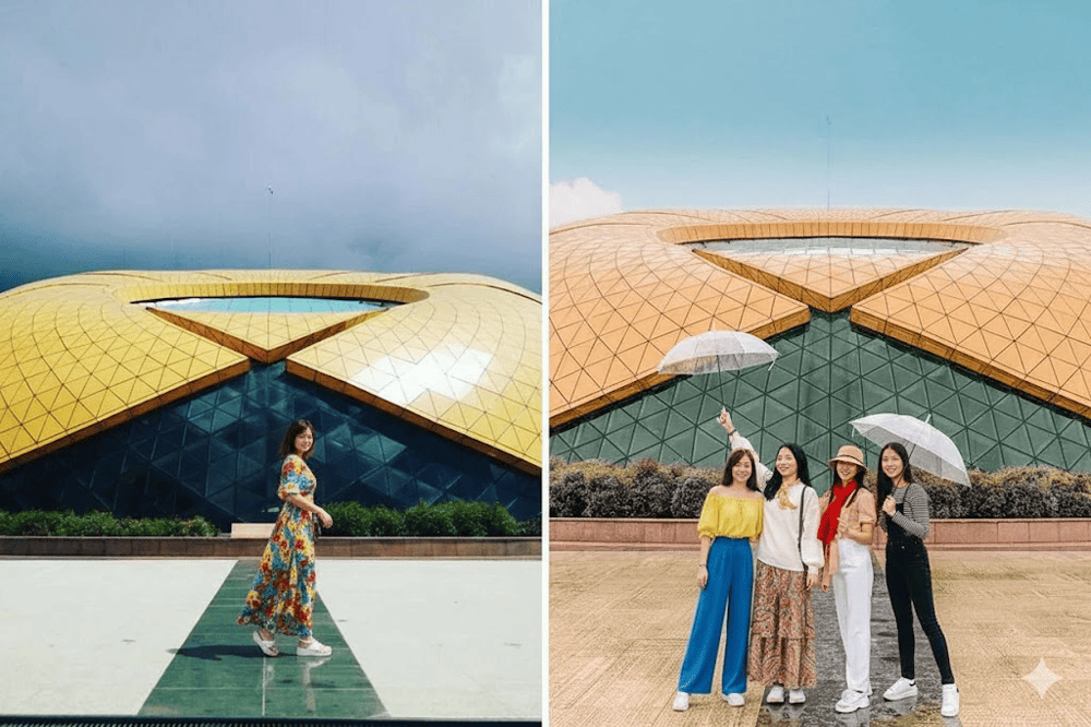 Gợi &yacute; tạo d&aacute;ng chụp đơn v&agrave; chụp nh&oacute;m với c&ocirc;ng tr&igrave;nh b&ocirc;ng hoa D&atilde; Q&ugrave;y